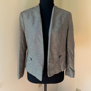 *ANN TAYLOR* Petite Ivory x Black Long Sleeve Blazer Suit Jacket Size 12P